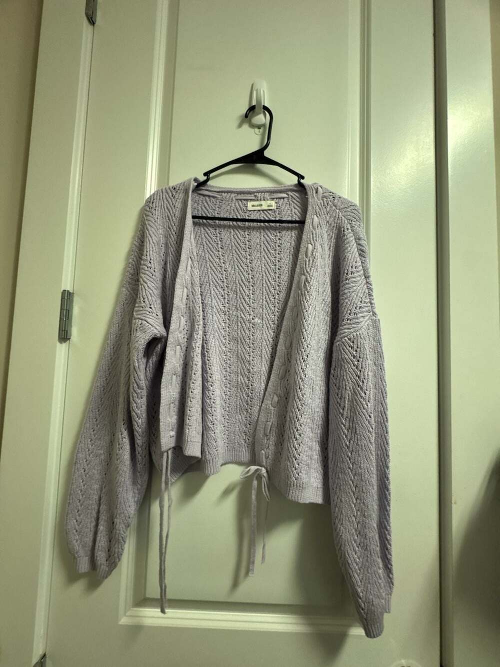 Hollister Sweater Cardigan Size S Purple Knit Tie Front